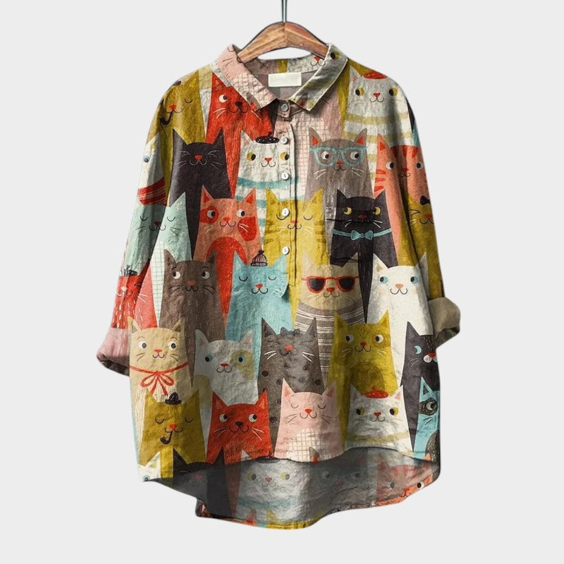 Sakura | Multi-Cat Print Blouse