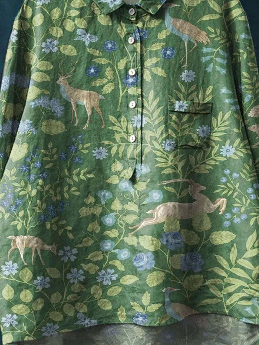 カプリス - ヴィンテージ花柄&アニマルプリントシャツ