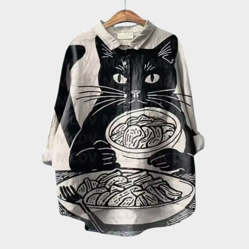 Yui | Cat Print Blouse
