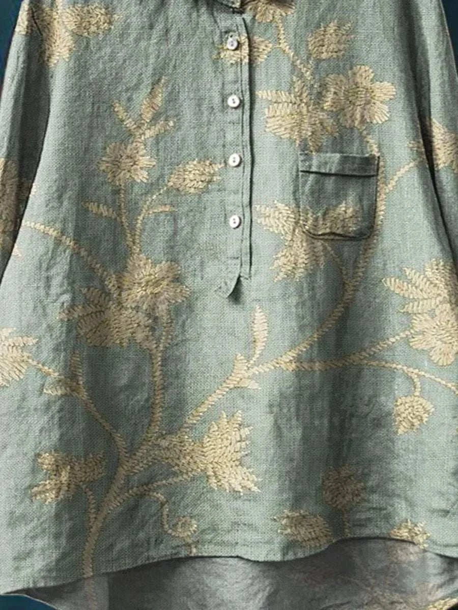 ストゥージル - コットンリネンヴィンテージ花柄シャツ