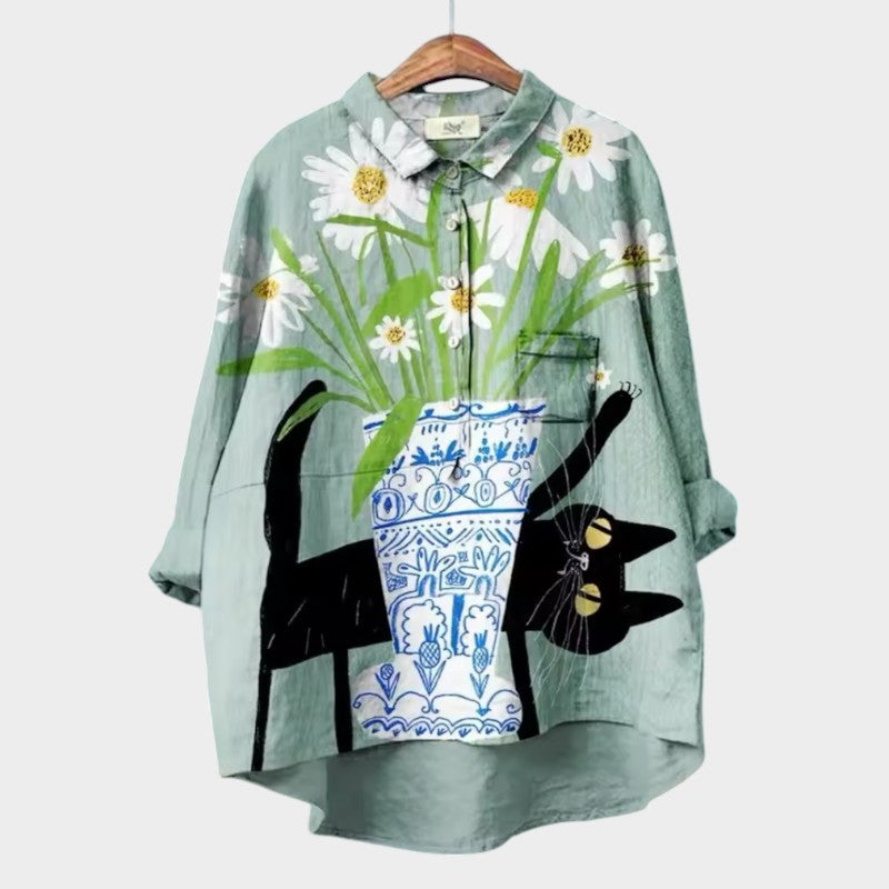 Sakura | Cat Print Blouse